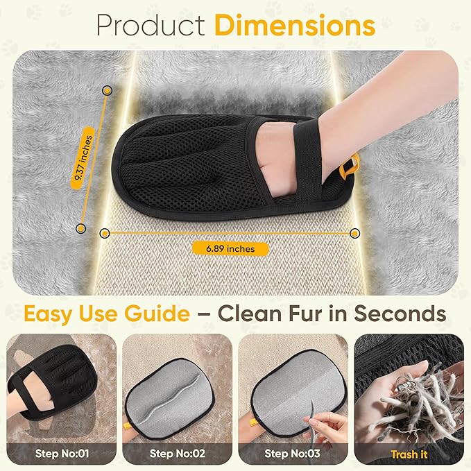 LuxUltra 2 Pet Hair Removal Glove Upgraded 5 Finger, Cat Hair Remover for Couch, Reusable Dog Hair Remover Electrostatic Magic Brush, Pet Hair Remover Glove for Laundry, Furniture, Carpet, Car Seat