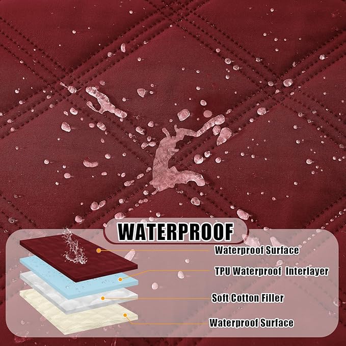 Smiry Waterproof Dog Bed Cover Blanket 68x82, Soft Reversible Pet Blanket, Washable Leakproof Cats Dogs Couch Cover for Sofa, Couch, Furniture, Wine Red/Beige
