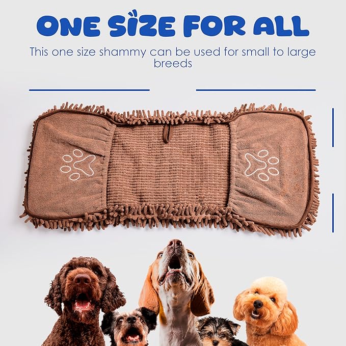 Microfiber Dog Bath Towel – Super Absorbent Dog Towels for Drying Dogs Large & Small, Quick Dry Pet Towel with Hand Pockets, Soft & Durable Puppy Towel, Machine Washable – Coffee