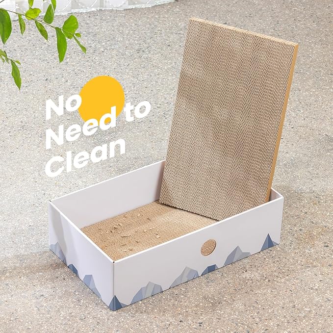 Conlun Cat Scratcher Box with 3-Layer Corrugated Pad, Heavy-Duty Double-Sided Cardboard Scratching Board & Bed, Checkered Design, for Cats, Large 2-Pack
