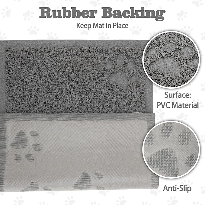 Darkyazi Cat Litter Box Mat for Floor Litter Trapping Mat Non-Slip Backing, Scatter Control, Easy Clean, Water Resistant, Soft on Paws (15.75" x 11.75",Grey)