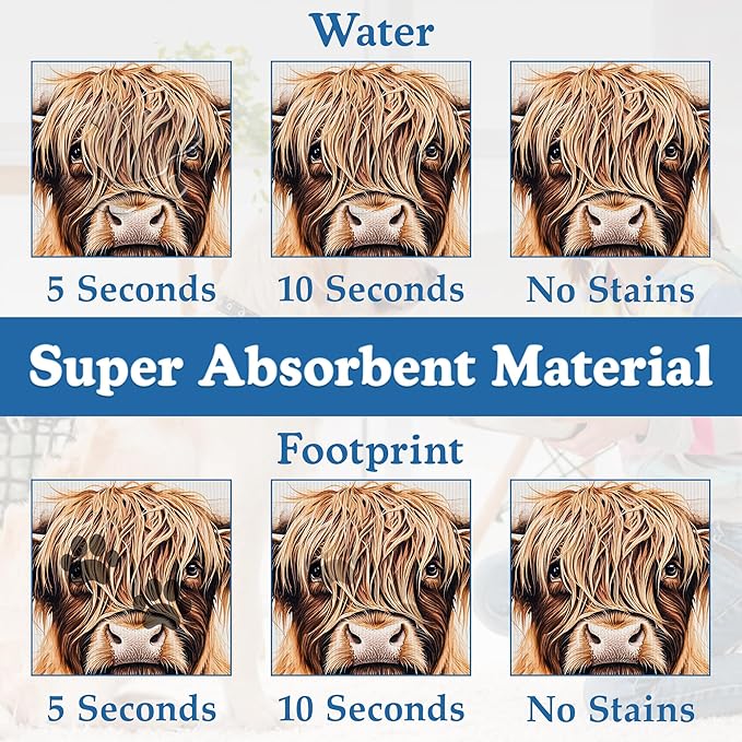 Highland Cow Butterfly Dog Food Mat–Christmas Stocking Absorbent Quick Dry Feeding Placemat for Food and Water Bowls, Non Slip Rubber Backing, Waterproof Pet Supplies for Mess-Free Eating 16"x24"