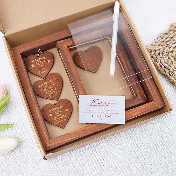 Rotating Picture Frame Father's Day Gift, Frame Fits 4x6 Photo for Dad, To the World You Are a Dad Wooden Keepsake Idea Father Stepdad Birthday Gift from Daughter Son Tabletop Decor HR-DAD-WAL