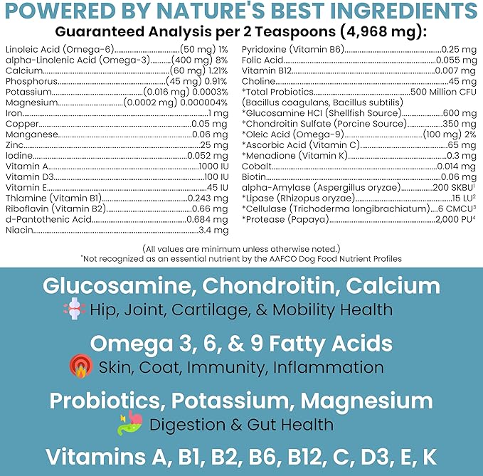 12-in-1 Multivitamin Powder for Dogs - 5.4 oz of Puppy and Senior Dog Vitamins and Supplements - Advanced Formula with Glucosamine, Omega 3,6,9, Vitamins, Probiotics, and More - Made in the USA