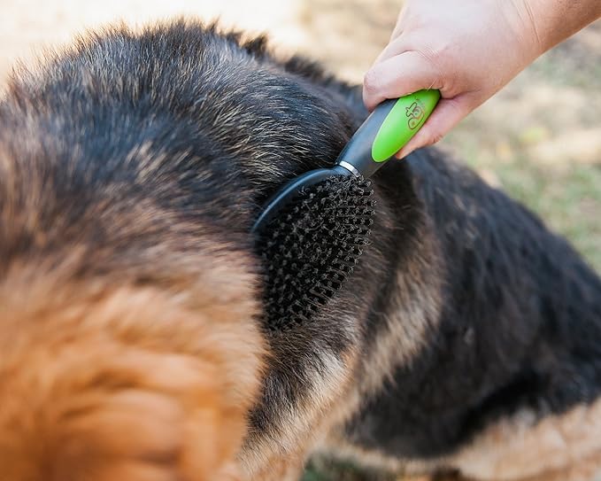 Professional Grooming Brushes (Pack of 3) Double Sided Brush, Long Tooth Undercoat Dog Rake & De-Matting Comb for Dogs, Cats & Other Animals, Green & Black (DogBrushesTop)