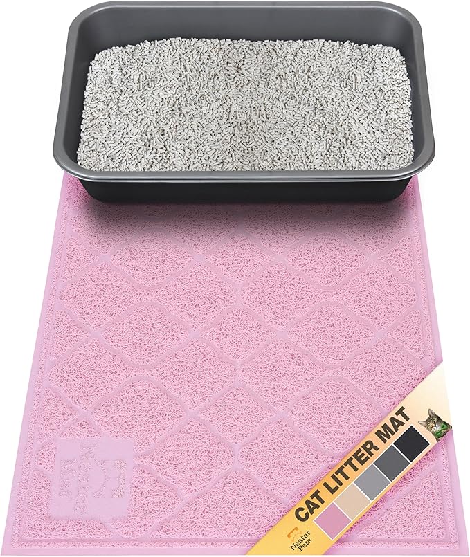 Neater Pets Neater Mat Cat Litter Mat, Thick & Durable Cat Mat for Litter Box, Trapper Pad Catches Mess to Protect Indoor Floors, Soft on Kitty Paws, Anti-Skid Grip Backing, Easy to Clean, Pink