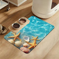 Starfish Seashell on Beach Pet Feeding Mat for Floors–Christmas Stocking Absorbent Quick Dry Dog Cat Bowl Mat for Food and Water, Non Slip Waterproof Base, Mess-Free Feeding Accessories 12"x20"