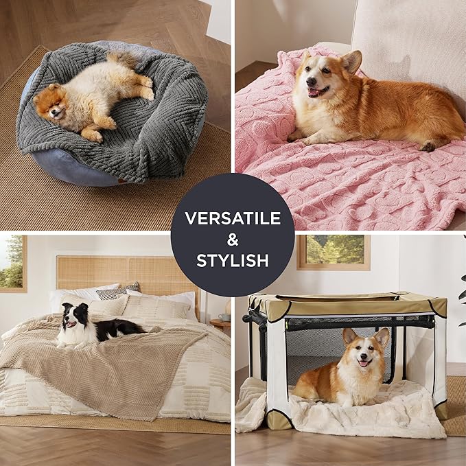 Bedsure Dog Blanket for Small Dogs Washable - Fluffy Fuzzy Puppy Cat Blanket with Premium 300GSM Coral Fleece Soft for Pet Kitten Doggy, Brown, 25x35IN