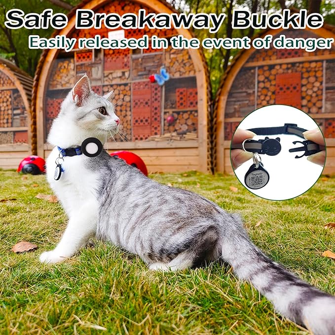 Smart ID tag&Airtag Cat Collar Breakaway with Bell,Reflective Kitten Collar with Apple Airtag Cat Collar Holder,Adjustable 7-12In,Safety Buckle for Girl Boy Cats,Pet Supplies,Accessories,Gifts(Pink)