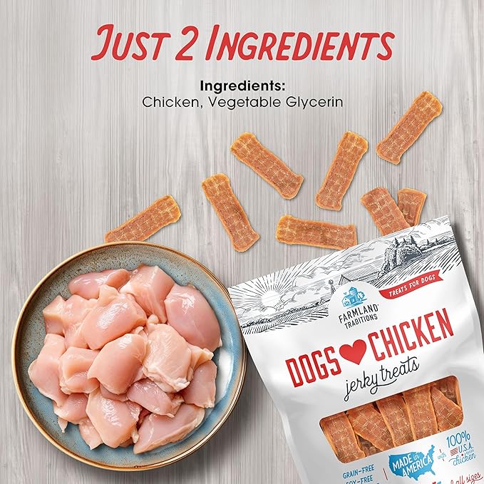 Farmland Traditions Filler Free Dogs Love Chicken Premium Jerky Treats for Dogs, 3 lb. Bag