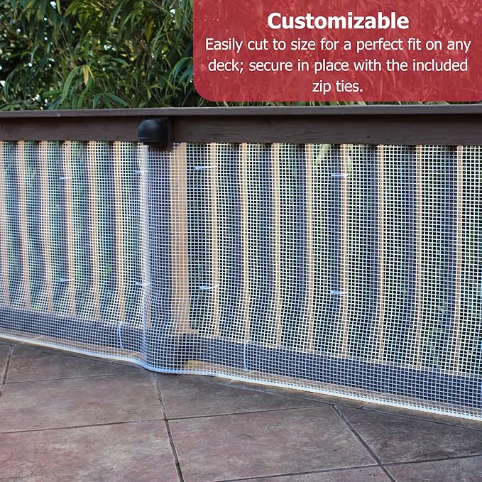 Cardinal Gates DSHD15 Heavy-Duty Outdoor Deck Netting - Plastic Balcony Netting for Pets & Kids - 15ft X 3ft Banister Safety Net - Apartment Railing Screen Guard - Cat Net - Made in USA – Natural