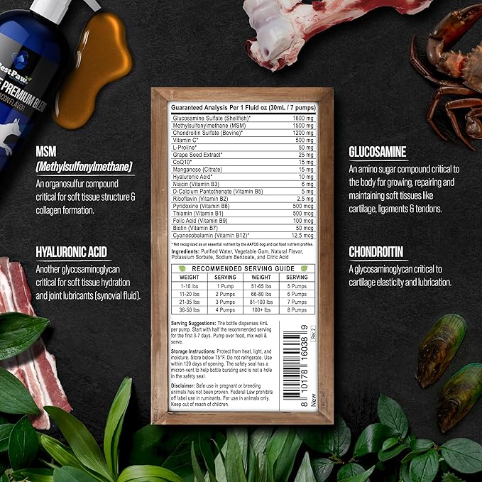 Best Paw Nutrition - Bacon Flavor Liquid Glucosamine for Dogs & Cats - Joint Supplement for Hip & Joint Pain Relief Pets Love - 32oz