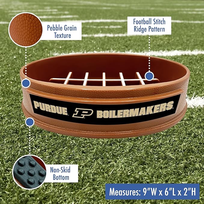 NCAA Super-Bowl - Purdue Boilermakers Slow Feeder Dog Bowl. Football Design Slow Feeding Cat Bowl for Healthy Digestion. Non-Slip Pet Bowl for Large & Small Dogs & Cats