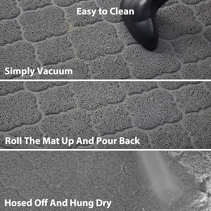 WePet Cat Litter Box Mat, Kitty Premium PVC Pad, Durable Trapping Rug, Phthalate Free, Urine-Resistant, Scatter Control, XXL 47 x 36 Inch, Grey