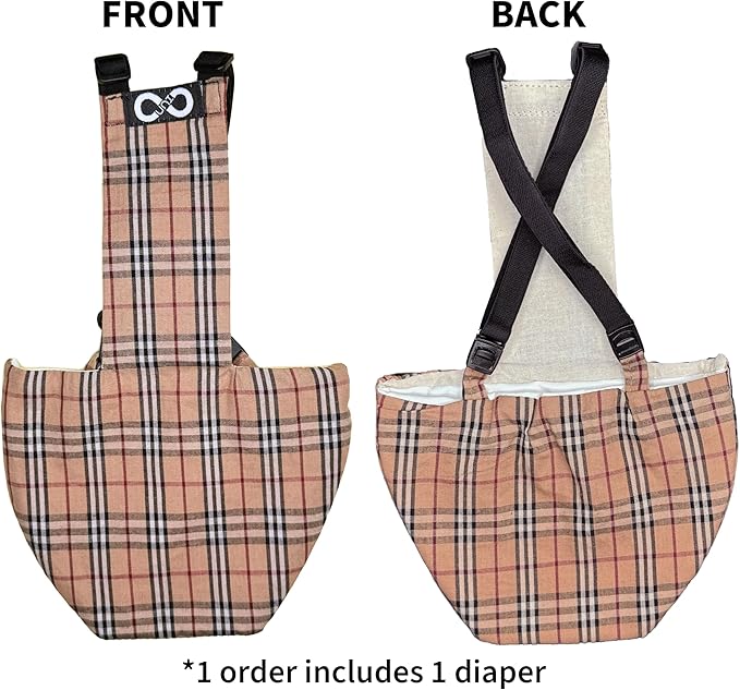Chicken Diapers Duck Diaper Diaperalls for Hens, Roosters, Ducks, Ducklings - Reusable, Adjustable by Uni Infinity (British Plaid, Chicken Large, 1, Count)