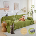 PuTian 100% Waterproof Couch Cover for Dogs - Anti-Scratch Washable Non Slip 2 Cushion Cover Blanket for L Shaped Sectional Recliner Chair Sofa Slipcover for Pet Cats Kids, 71''X118'' Boho Green