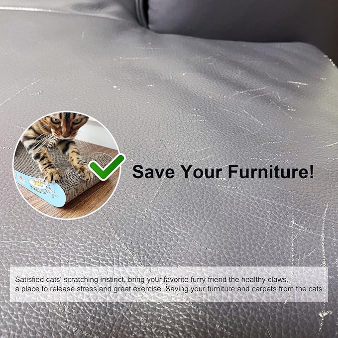 TTCAT Cat Scratching Pad, 2 Pack Corrugated Cat Scratcher Cardboard, Bone Type Durable Cat Scratching Board Reversible for Furniture Protection.