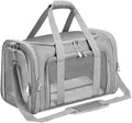 Soft-Sided Cat/Dog/Pet Carrier, Collapsible Pets Travel Carriers for Big Cats/Small Dogs with Shoulder Strap & Removable Mat, Mesh Puppy Carry Bag, Up to 25 Lbs(Gray)