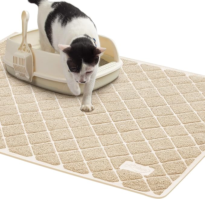 Niubya Premium Cat Litter Mat, 47" Long x 35" Wide, Non-Slip and Waterproof Design, Soft on Paws, Easy to Clean