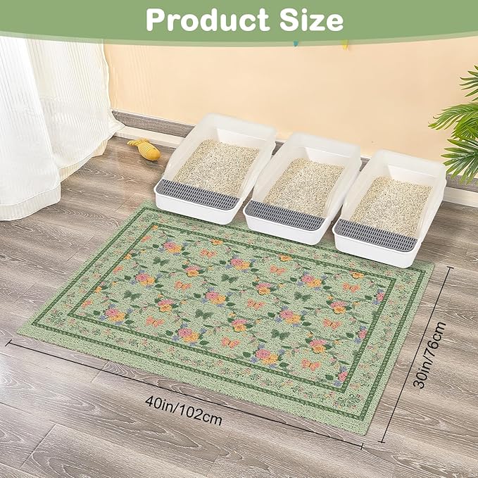 Unicorn Catcher 40x30 inches Cat Litter Mat Non-Slip Bottom Litter Box Mat Urine-Proof Soft Litter Mat for Cats Waterproof Pads Protects Floors Cat Mat for Litter Box