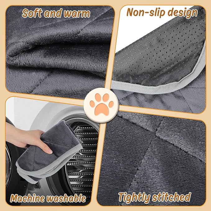 MEWTOGO 2 Pcs Self Warming Cat Bed Mat - 15.7X 19.7in Soft & Warm Self Heating Cat Pad, Washable Pet Bed Mats Reflect Body Heat with Non Slip Bottom for Indoor Cats Gifts Outdoor