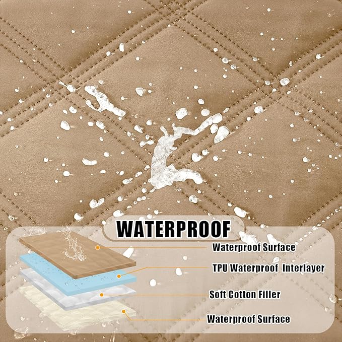 Smiry Waterproof Dog Bed Cover Blanket 52x82, Soft Reversible Pet Blanket, Washable Leakproof Cats Dogs Couch Cover for Sofa, Couch, Furniture, Camel/Beige