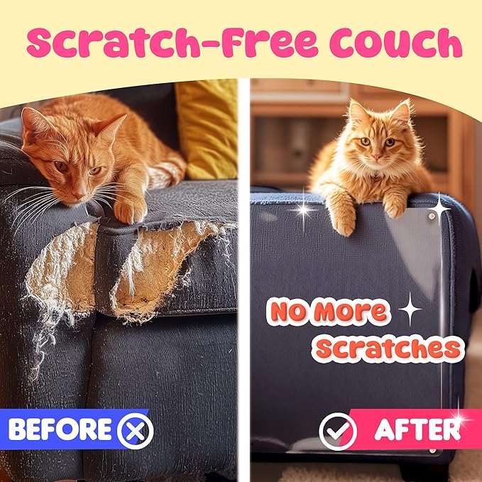 Cat Scratch Furniture Protector: 16 Pcs Couch Protectors Tape from Cats Claws Scratching Single Sided Clear Sticky Sheets Proof Clawing Sofa Corner Protection Cover Anti Scratch for Furniture