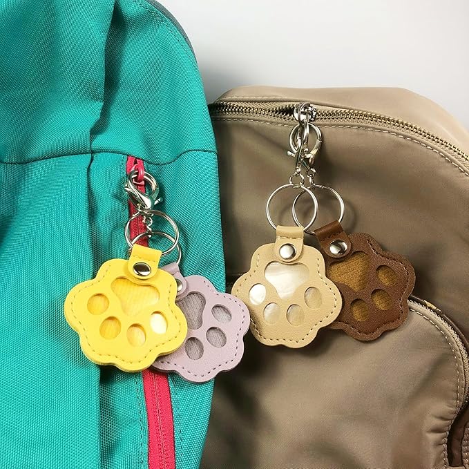 Pet Hair Storage Keychain, Dog Cat Fur Container Collector Keepsake, PU Leather Memorial Keyring, Collar Bag Charms