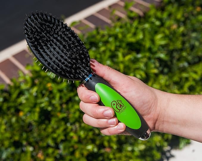 Professional Grooming Brushes (Pack of 3) Double Sided Brush, Long Tooth Undercoat Dog Rake & De-Matting Comb for Dogs, Cats & Other Animals, Green & Black (DogBrushesTop)
