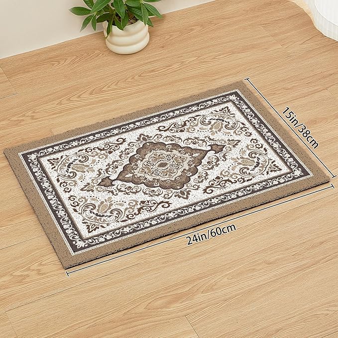 Unicorn Catcher Cat Litter Mat 24" x 15" Non-Slip Litter Box Mat Washable Litter Catcher Mat for Litter Box Indoor Food Mat Supplies Essentials, Brown