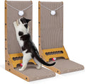 Cat Cuddles Cardboard Cat Scratcher for Indoor Cats, 2-Pack - 3-in-1 Vertical & Horizontal Cardboard Scratch Pad with Toy Ball - L-Shape Scratching Post for Furniture Protection