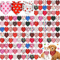 Sanwuta 120 Pcs Valentines Dog Bandanas Bulk Heart Bandanas Valentine's Day Adjustable Washable Pet Triangle Scarf Red Pink Heart Pattern Scarf for Small and Medium Dogs, 30 Style
