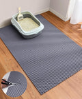 Cooyes Cat Litter Mat - Cut to Fit Any Place, 35"x23" Large Litter Trapping Mat for Litter Box, Easy to Clean, Waterproof & Non-Slip Kitty Pad, Scatter Control to Protect The Floor (Grey)