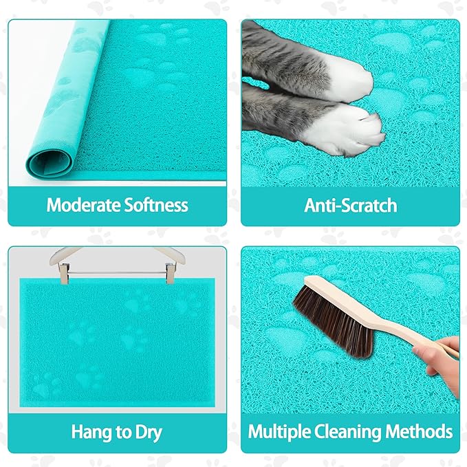 Darkyazi Cat Litter Box Mat for Floor Litter Trapping Mat Non-Slip Backing, Scatter Control, Easy Clean, Water Resistant, Soft on Paws (15.75" x 11.75",Lake Blue)