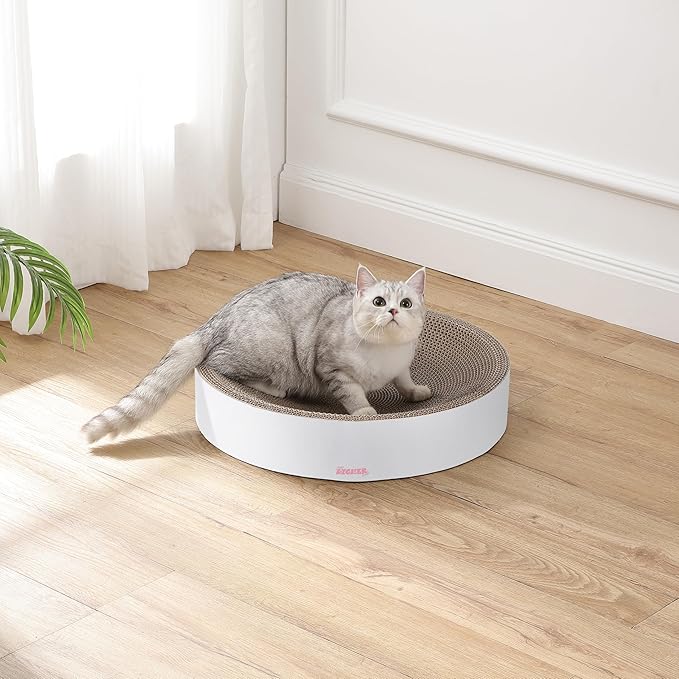 CSR1010I Nelson 20.13" Modern Cardboard Round Bowl Cat Scratcher with Catnip, Cloud