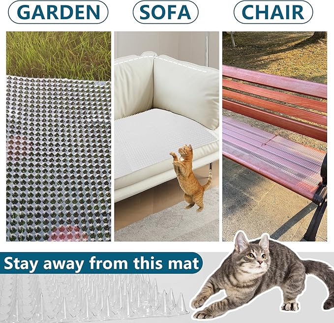 12 Pack Scat Mat for Cats - 13 x 16 Inch Cat Deterrent Mat to Keep Cats Out of Yard Permanently, Dog and Cat Spike Mat with 0.5 Inch Sturdy Design Spike for Cat Pee Deterrent