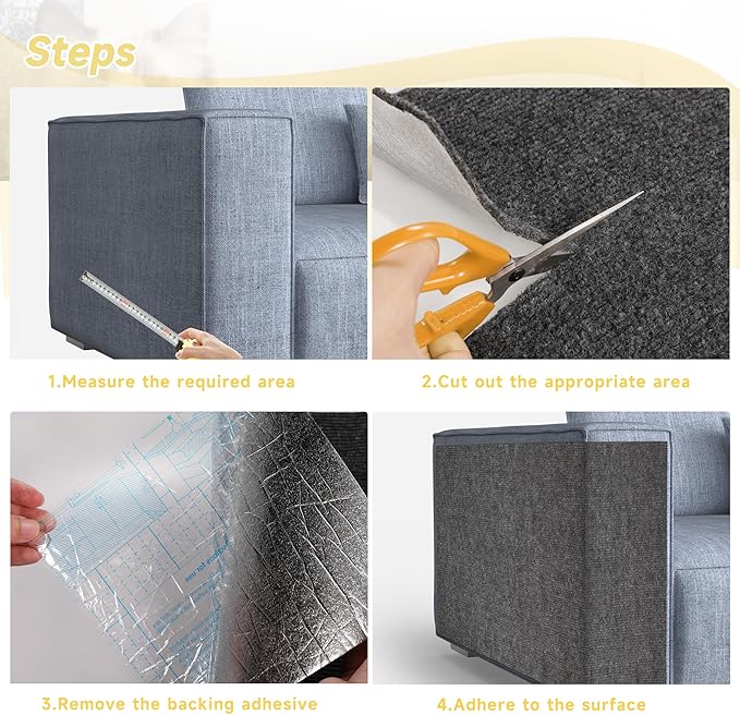 Cat Scratch Furniture Protector, 39.3''x15.8'' Trimmable DIY Self-Adhesive, Durable Corner Scratcher Couch Protectors from Cat Claws for Sofa, Tree Shelves & Scratching Posts (Dark Gray)