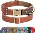 Didog Soft PU Leather Dog Collars for Small Dogs,Classic Adjustable Dog Collars with Quick Release Metal Buckle,Easy Clean and Comfortable with Nylon Lining,Reddish Brown,S Neck 11-15"
