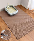 Cooyes Cat Litter Mat - Cut to Fit Any Place, 35"x23" Large Litter Trapping Mat for Litter Box, Easy to Clean, Waterproof & Non-Slip Kitty Pad, Scatter Control to Protect The Floor (Khaki)