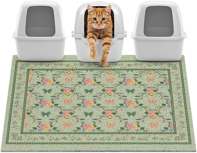 Unicorn Catcher 40x30 inches Cat Litter Mat Non-Slip Bottom Litter Box Mat Urine-Proof Soft Litter Mat for Cats Waterproof Pads Protects Floors Cat Mat for Litter Box