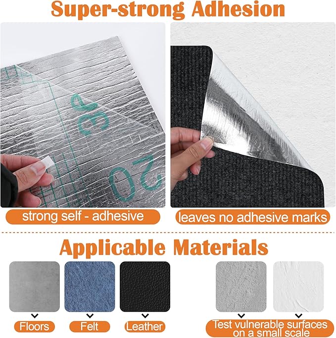 Cat Scratch Furniture Protector - 138" x 13.8" Trimmable Self-Adhesive Cats Claws Scratch Pads, DIY Cat Climbing Couch Protector for Scratch Post Cat Tree Replacement Indoor (Black)