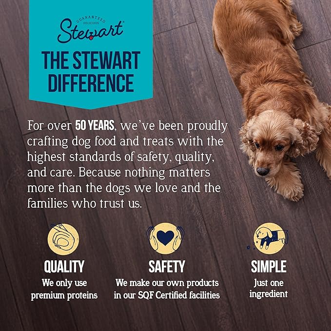 Stewart 100% Chicken Breast Dog Treats, 2.5 oz Pouch, ~45 Pieces, Freeze Dried Raw, Single Ingredient, 74% Protein Training Treats or Meal Topper, Grain Free, Gluten Free