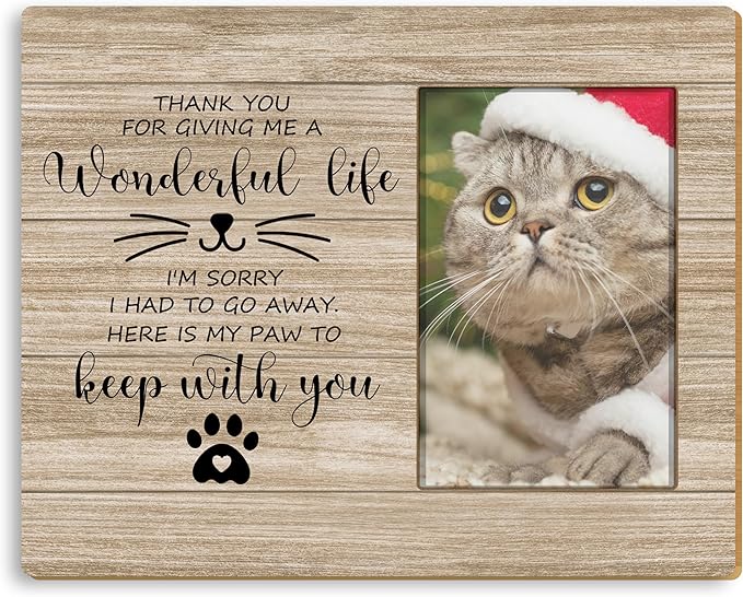Cat Memorial Gifts 4x6 Picture Frame, Pet Memorial Remembrance Gifts for Cats, Loss of Cat Sympathy Gift Picture Photo Frames for Desk Tabletop Wall Decoration