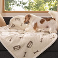 Bedsure Waterproof Dog Blankets for Medium Dogs Washable - Soft Print Sherpa Fleece Puppy Cat Blanket, Cozy Plush Reversible Throw Furniture Protector for Pet Kitten Doggy, 30"X40", Beige