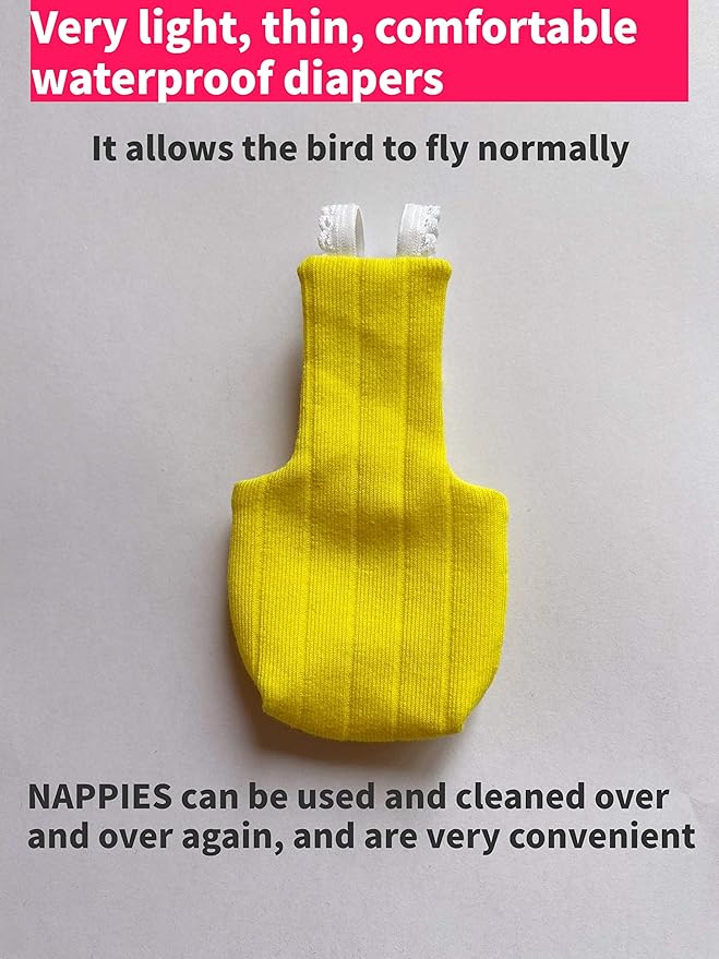 Parrot Bird Diapers, Birds Flight Suit, Parrot Clothes, Pet Animal Costumes, Bird Clothes, Cockatiel Bird Diaper, Pet Bird Diapers, Parrot Flight Suit, Bird Parrot Clothes (Yellow, M)