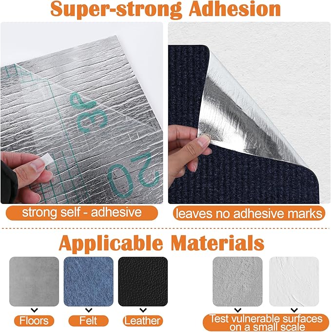 Cat Scratch Furniture Protector - 138" x 15.8" Trimmable Self-Adhesive Cats Claws Scratch Pads, DIY Cat Climbing Couch Protector for Scratch Post Cat Tree Replacement Indoor (Dark Blue)