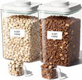 3-5 Lbs Dog-Cat Treat Container Pop Pet Food Storage Container for Kibble & Treats with 130ml / 0.13qt Measure Scoop, Stackable Pop Lid Plastic Container (4000ml / 4.2qt *2)