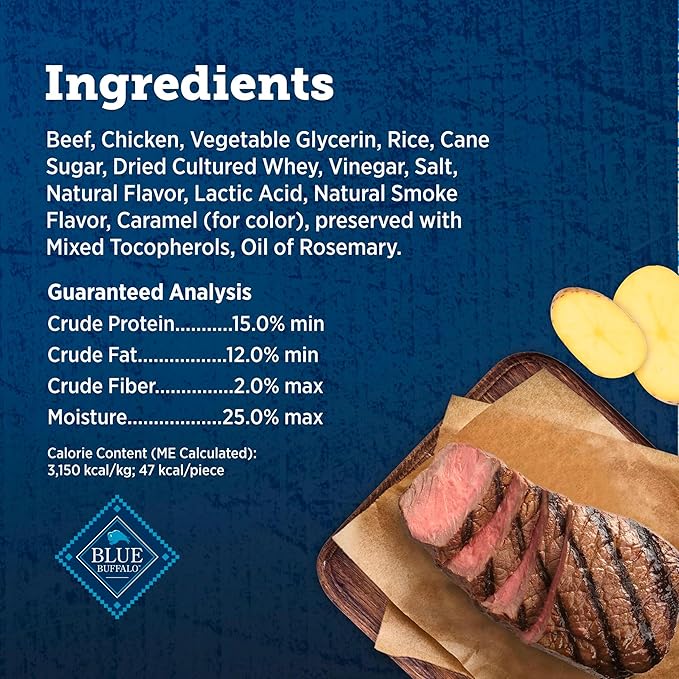 Blue Buffalo True Chews Premium Jerky Cuts Dog Treats, Made in The USA with Natural Ingredients, Beef, 30-oz Bag
