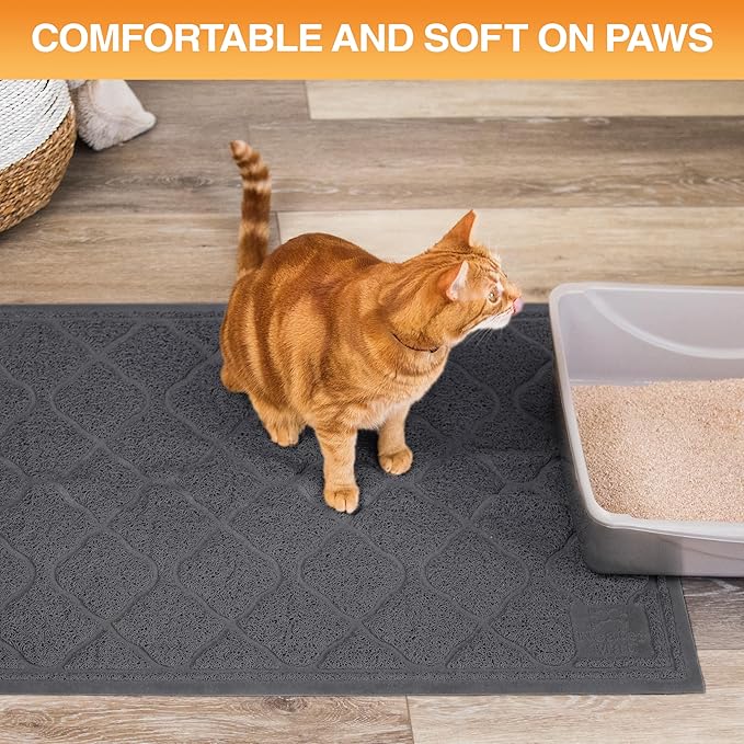 Neater Pets Neater Mat Cat Litter Rug, Thick & Durable Cat Mat for Litter Box, Trapper Pad Catches Mess to Protect Indoor Floors, Soft on Kitty Paws, Anti-Skid Grip Backing, Easy to Clean, Charcoal