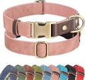 Didog Soft PU Leather Dog Collars for Small Dogs,Classic Adjustable Dog Collars with Quick Release Metal Buckle,Easy Clean and Comfortable with Nylon Lining,Pink,S Neck 11-15"